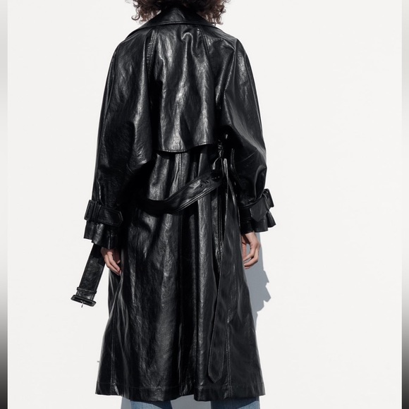 Zara belted faux leather trench coat - Picture 5 of 13